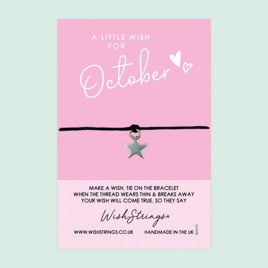 WishStrings ‘October’ Birth Month Wish Bracelet | Thoughtful Birthday Gift | Meaningful Keepsake for October Birthdays