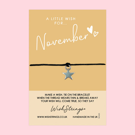 WishStrings ‘November’ Birth Month Wish Bracelet | Thoughtful Birthday Gift | Meaningful Keepsake for November Birthdays