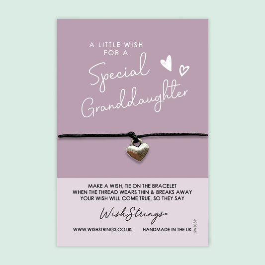 WishStrings ‘Special Granddaughter’ Wish Bracelet | Thoughtful Gift from Grandparents | Meaningful Keepsake to Show Love & Appreciation