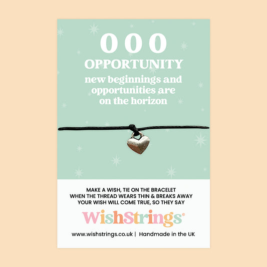WishStrings ‘000’ Angel Number Wish Bracelet | Symbol of New Beginnings & Opportunity | Meaningful Manifestation Gift