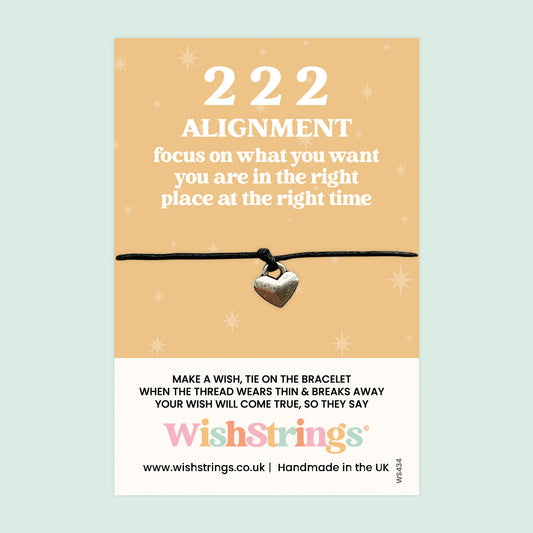 WishStrings ‘222’ Angel Number Wish Bracelet | Right Place, Right Time | Meaningful Manifestation & Alignment Gift