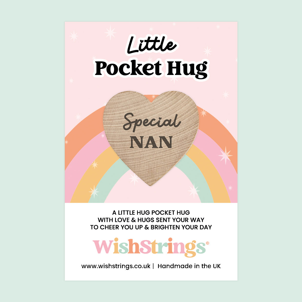 WishStrings Pocket Hug – Special Nan Keepsake Gift | Mini Heart Token | Thinking of You | Letterbox Hug | Birthday or Just Because