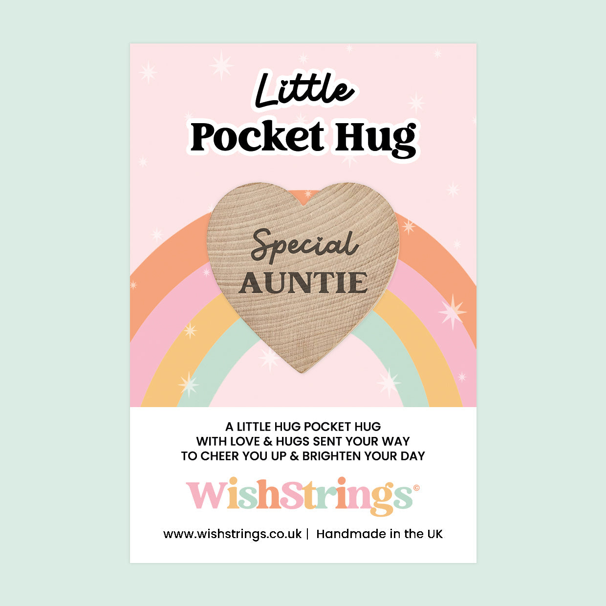 WishStrings Pocket Hug – Special Auntie Heart Token Gift | Thoughtful Keepsake from Niece or Nephew | Letterbox Hug | Gift for Her | Handmade in the UK