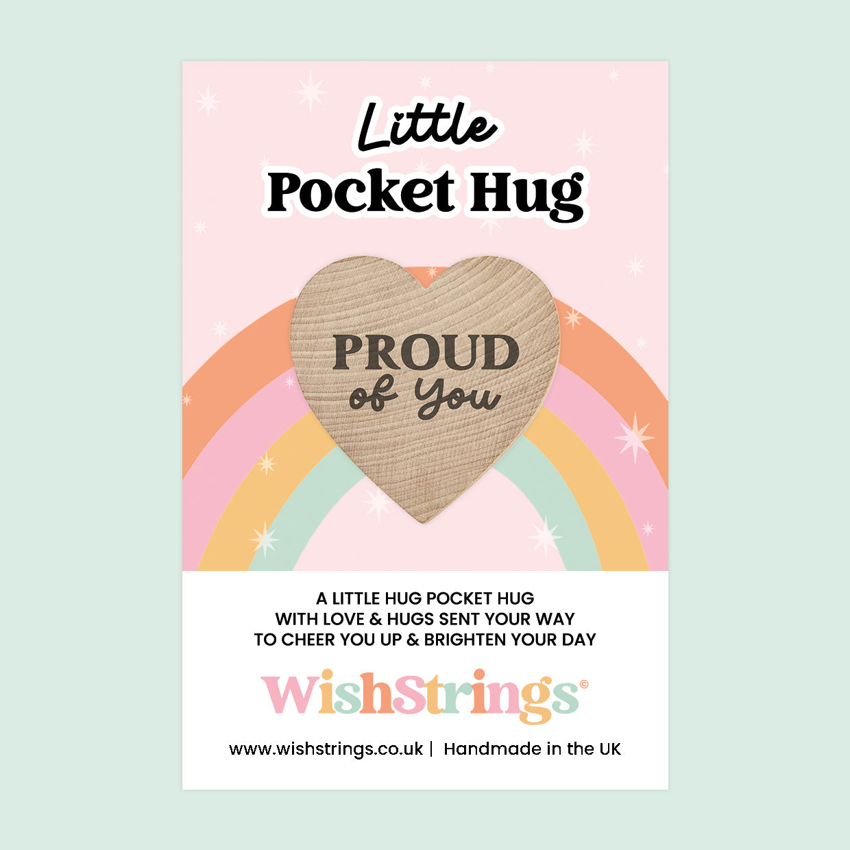 WishStrings Little Pocket Hug | So Proud of You Heart Token | Graduation Gift | Encouragement Keepsake | Thinking of You | Motivational Letterbox Gift