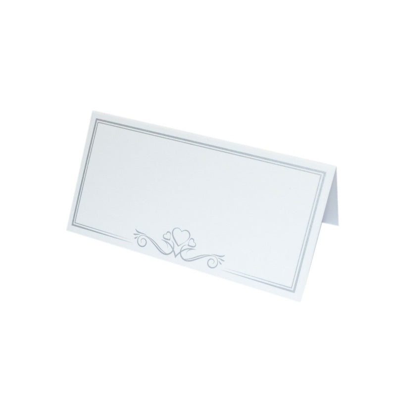 Heart Design Tent Place Card ~ Ivory or White, Pk 50