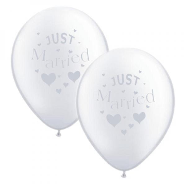 Just Married Balloons, Pack of 10, Various Colours