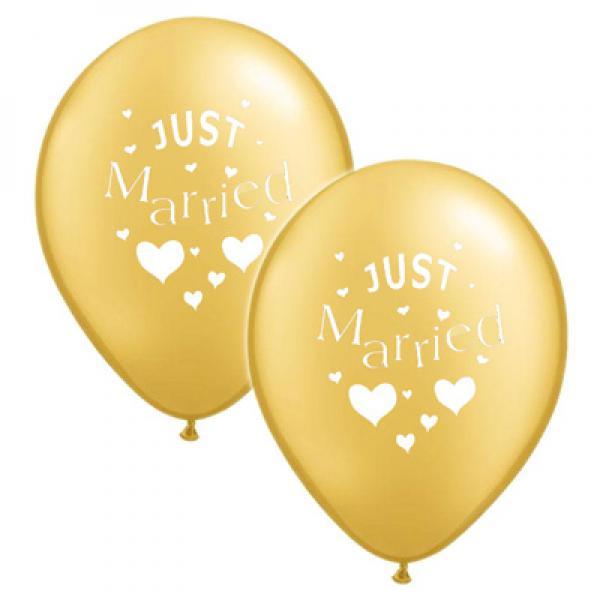 Just Married Balloons, Pack of 10, Various Colours