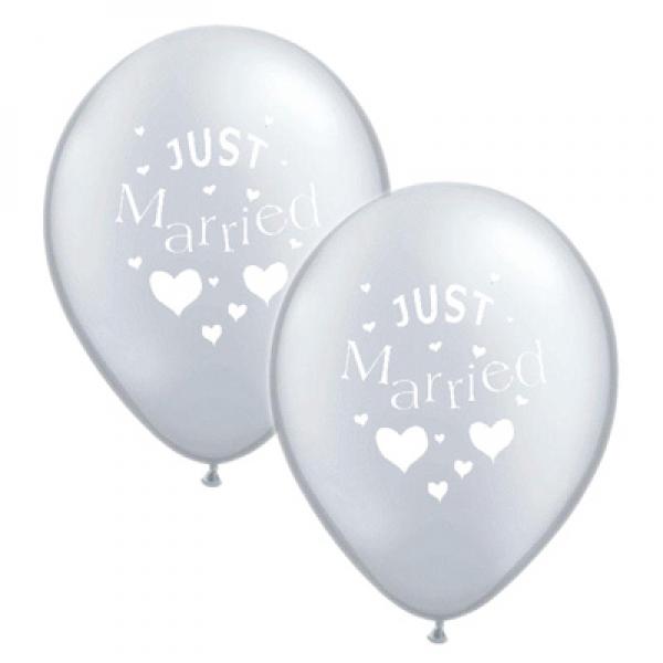 Just Married Balloons, Pack of 10, Various Colours