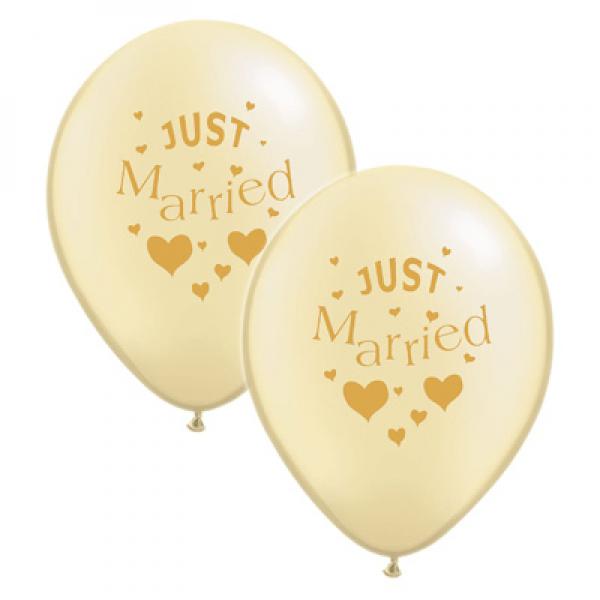 Just Married Balloons, Pack of 10, Various Colours