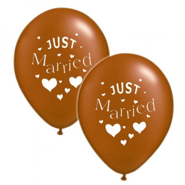Just Married Balloons, Pack of 10, Various Colours