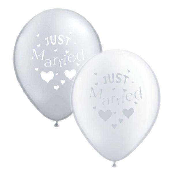 Just Married Balloons, Pack of 10, Various Colours