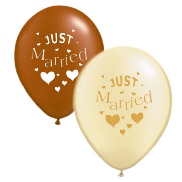 Just Married Balloons, Pack of 10, Various Colours