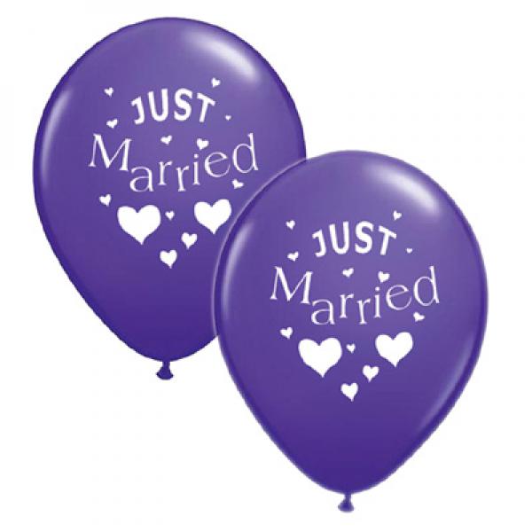 Just Married Balloons, Pack of 10, Various Colours