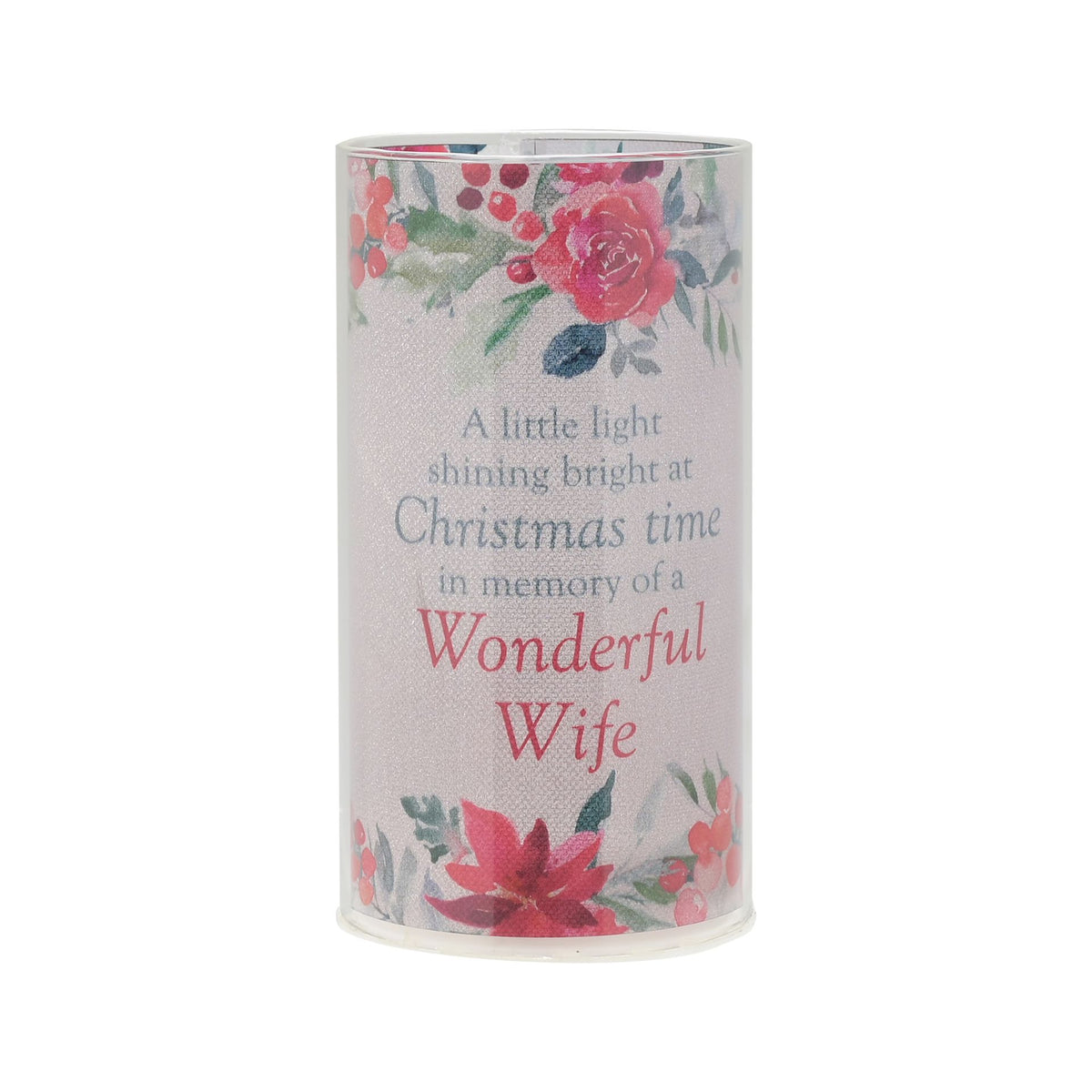 Christmas tube light cylinder with rose floral print and 'Christmas time' message