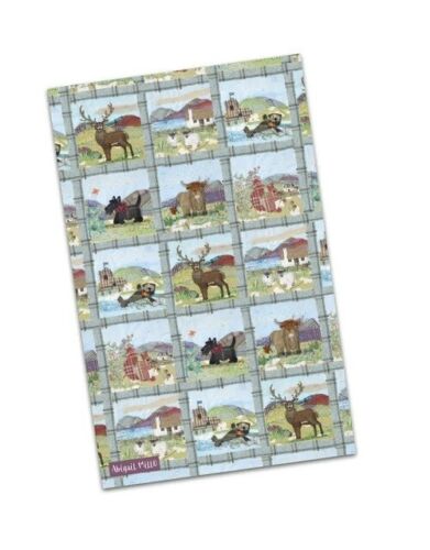 Emma Ball "Abigail Mill Tweedie Highland Cow", Pure Cotton Tea Towel