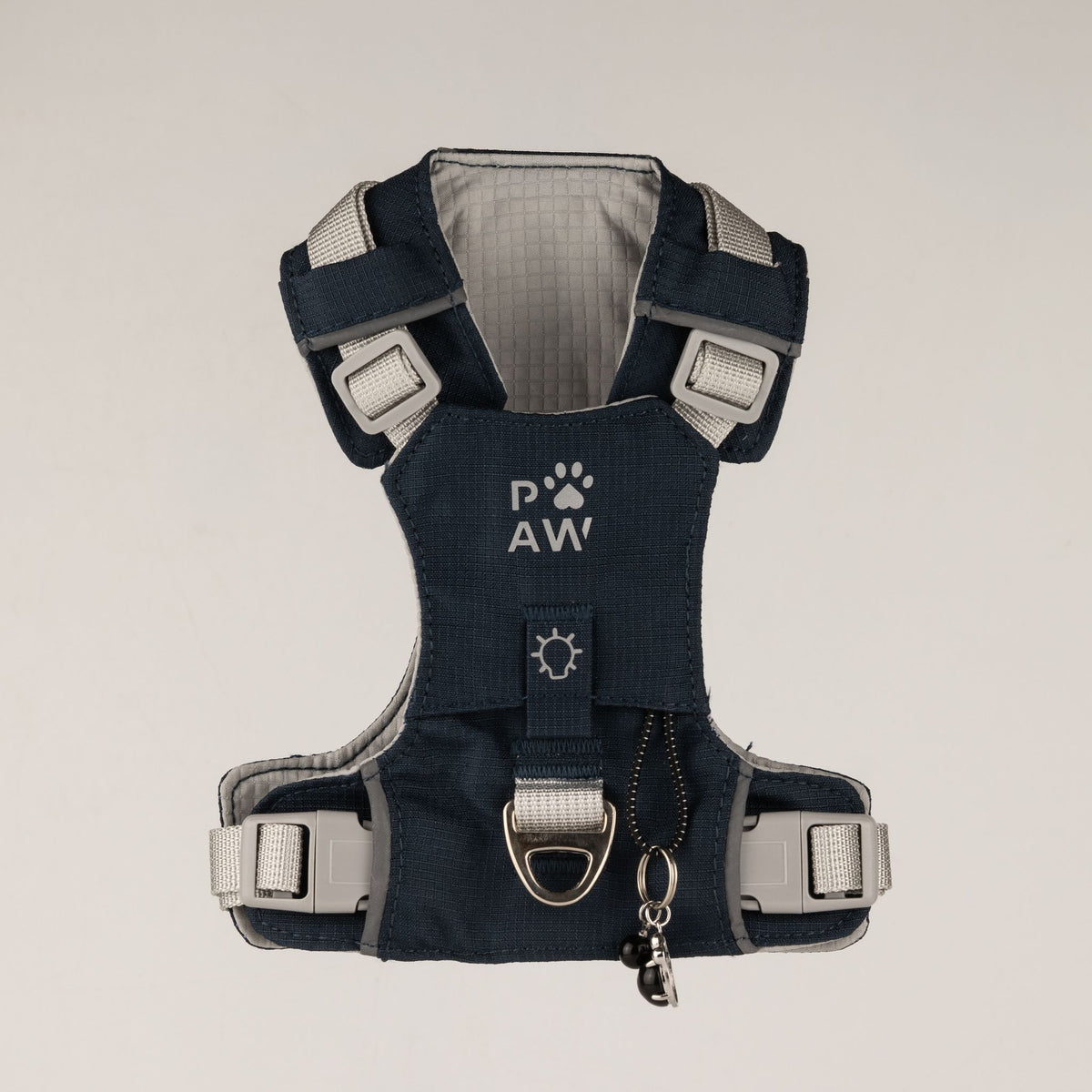 PAW - XS (2-4Kg) Dog Step-in Guardian Harness with Reflective Mesh - Rock Grey - Black Obsidian Charm