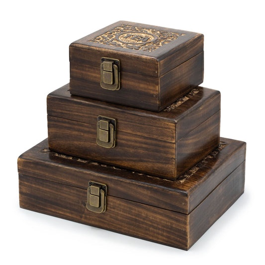 Carved Mango Wood Tea Box (Small)