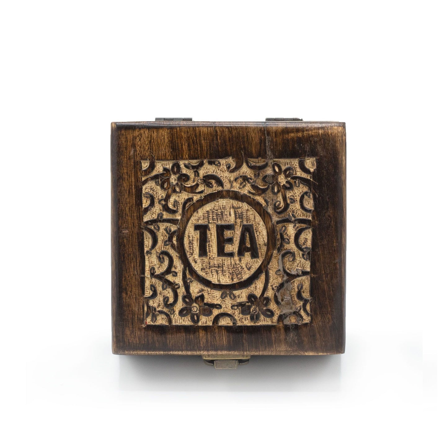 Carved Mango Wood Tea Box (Small)