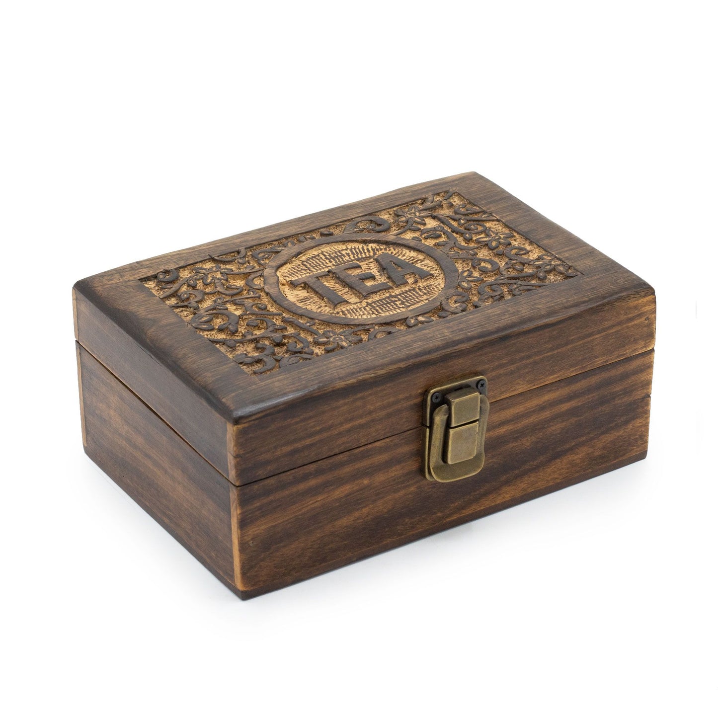 Carved Mango Wood Tea Box (Medium)