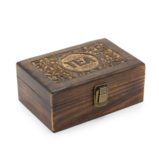 Carved Mango Wood Tea Box (Medium)