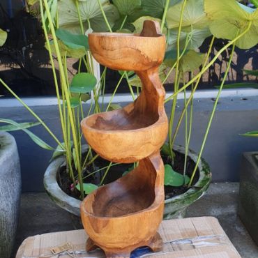 Teak Three Bowl Standing