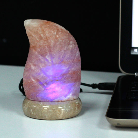 Multicolour Leaf Shaped USB Himalayan Salt Lamp