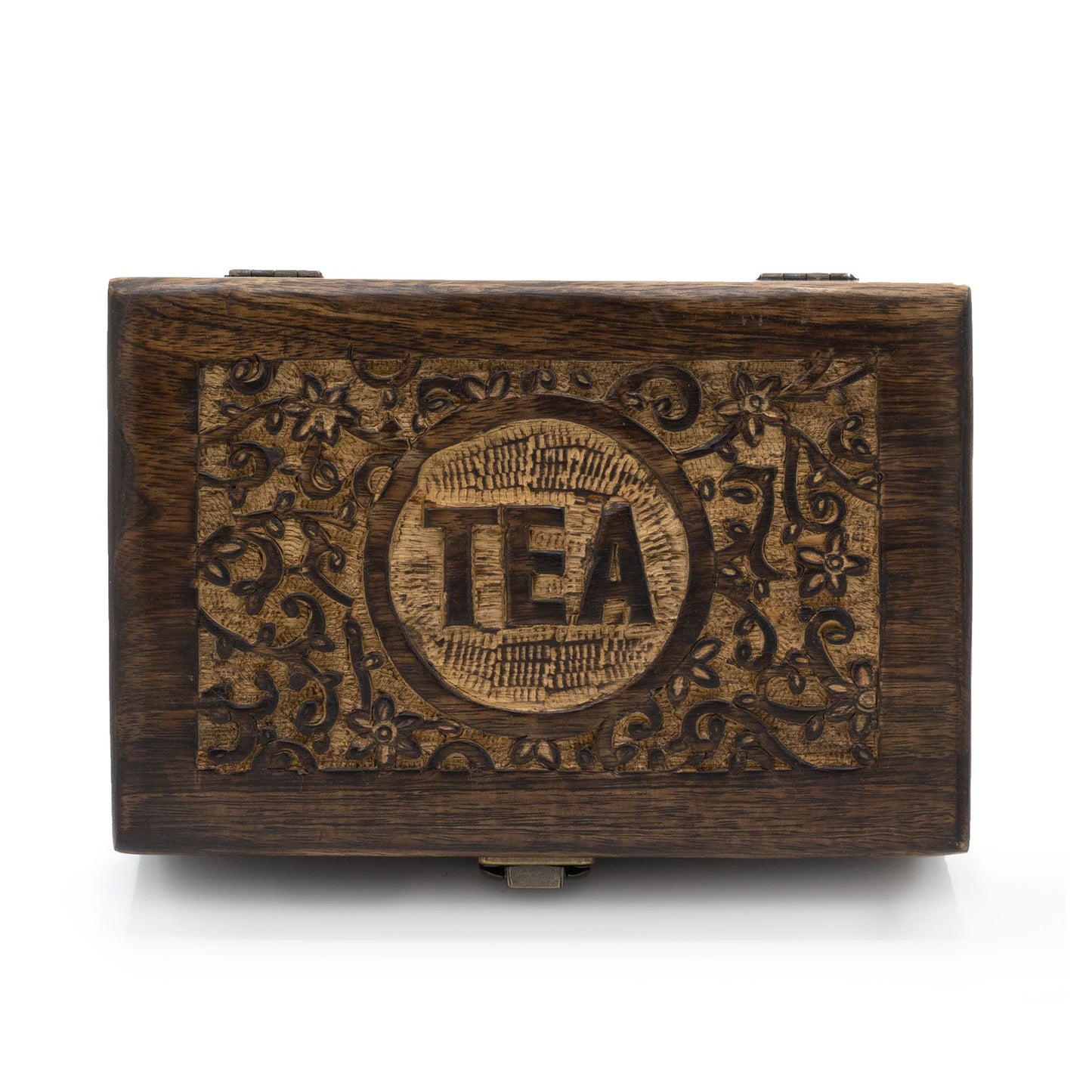 Carved Mango Wood Tea Box (Medium)