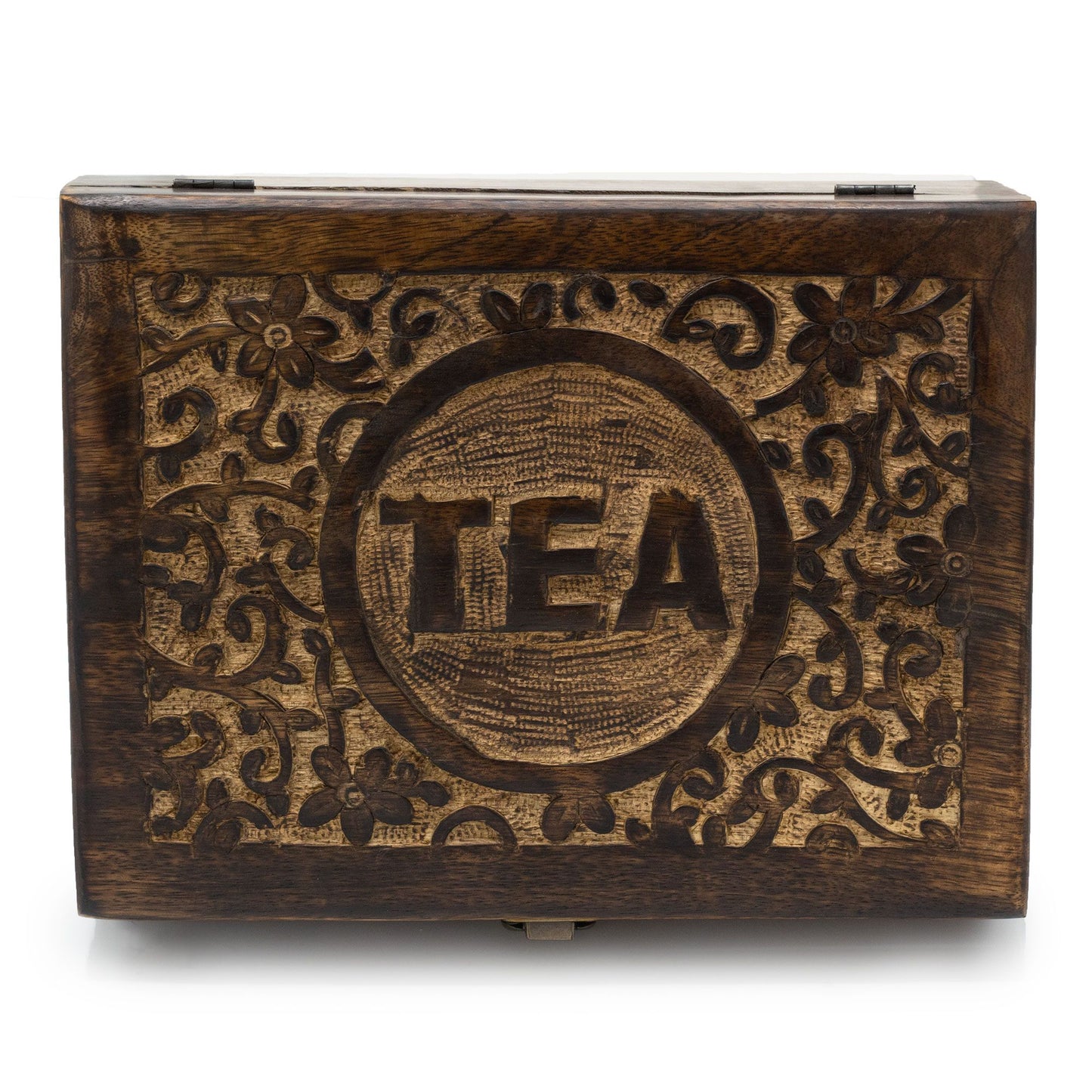 Carved Mango Wood Tea Box (Large)