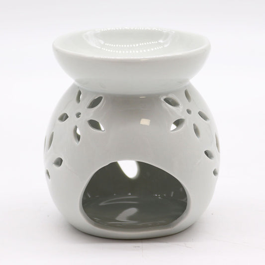 Large Classic White Oil Burner - Tree Cut-out