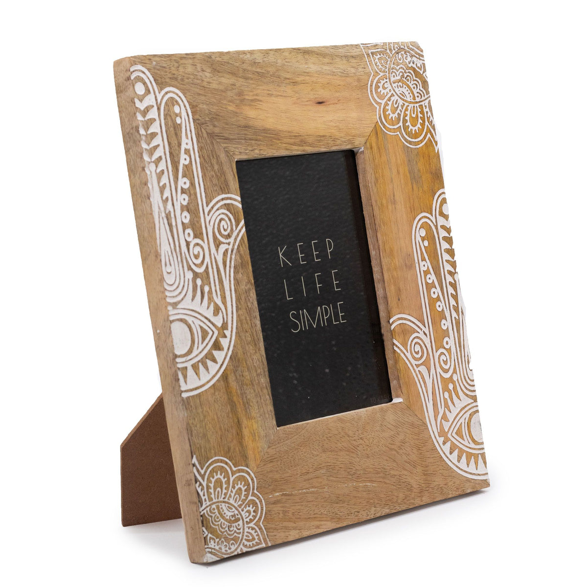 Medium Mango Wood Picture Framel (for 10x15cm) 26x20x2cm - Hamsa - White