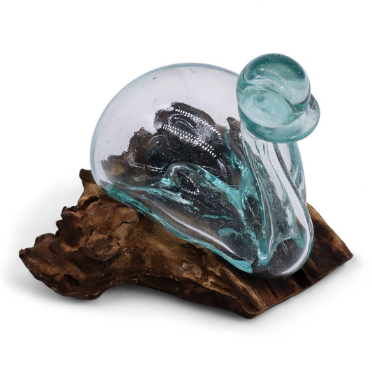Molten Glass Duck Decanter on Wood with Stopper 19cm