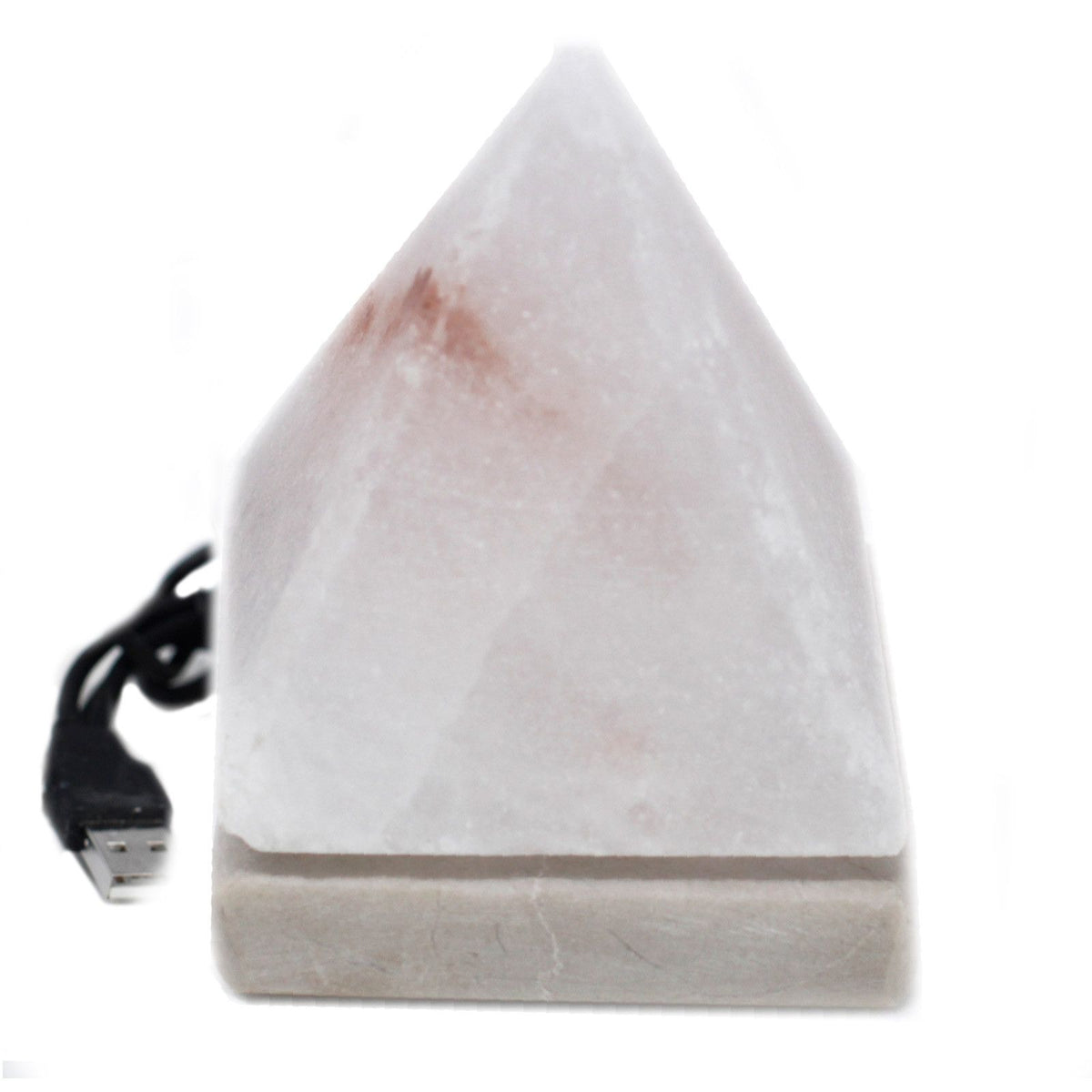 Quality USB Himalayan Salt Salt Lamp - 9 cm Pyramid - WHITE