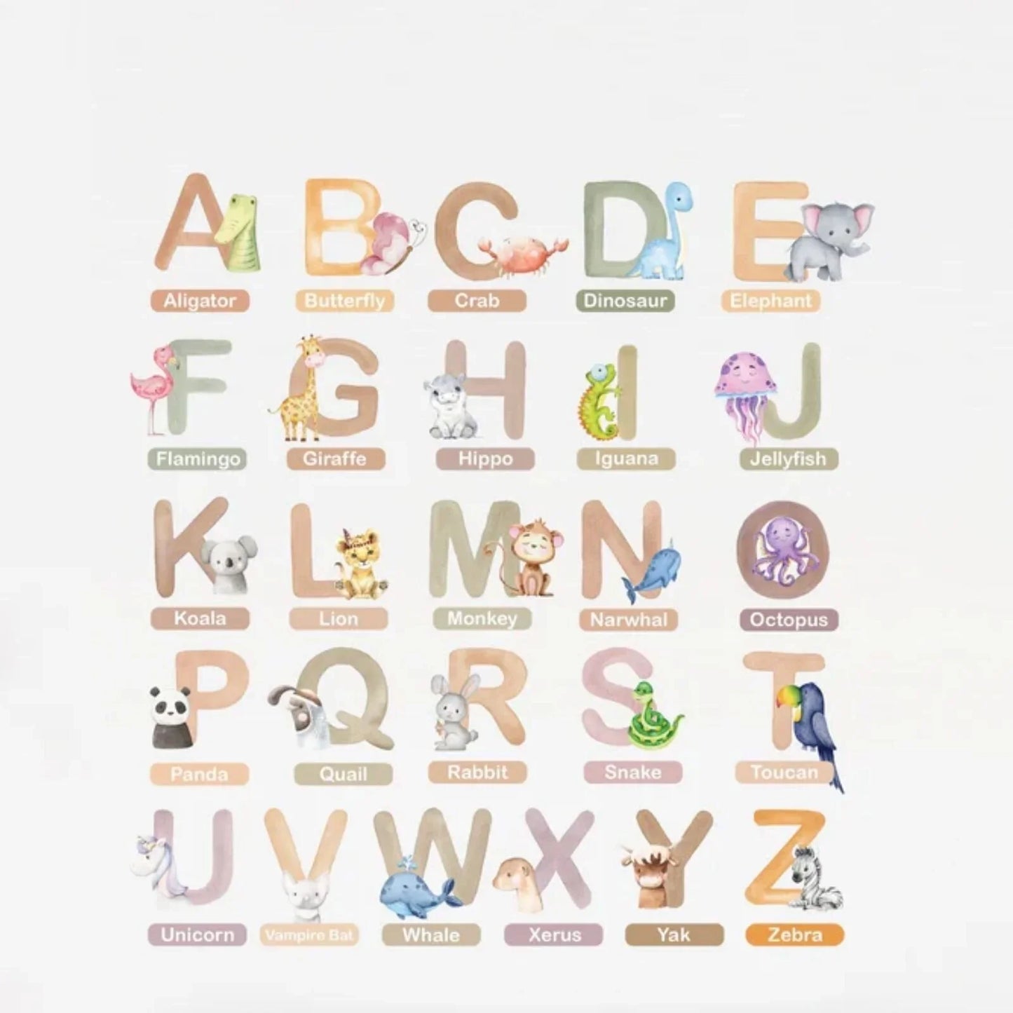Live Vida Alphabet Nursery Wall Stickers with Animal Figures 26 pcs
