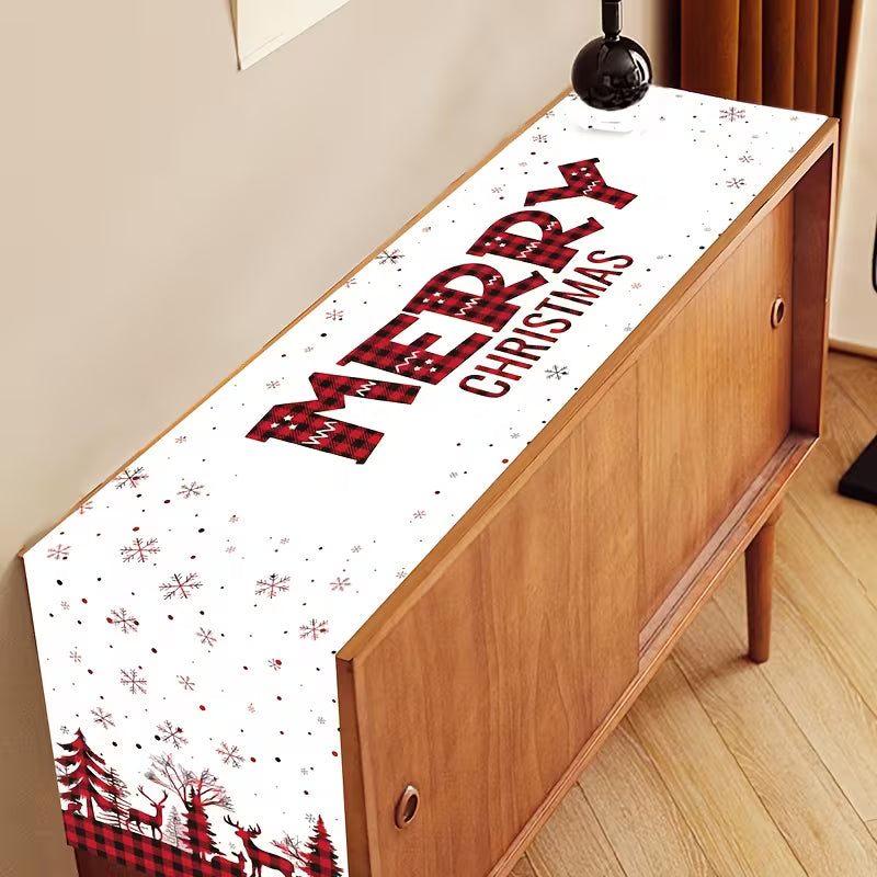 Festive Merry Christmas Tablecloth Table Runner