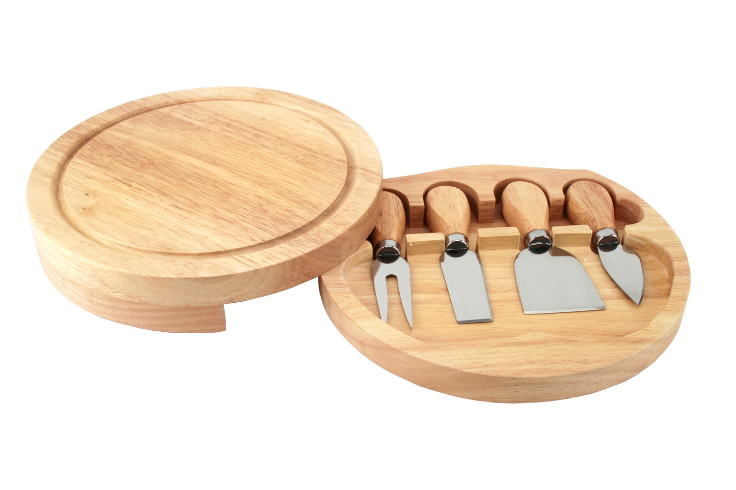 Personalised Round Cheese Board & 4 Piece Knife Serving Set