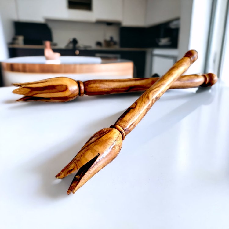 Olive wood Set for cheese lover, heart board and dish, olive picker, cheese knife, knife holder