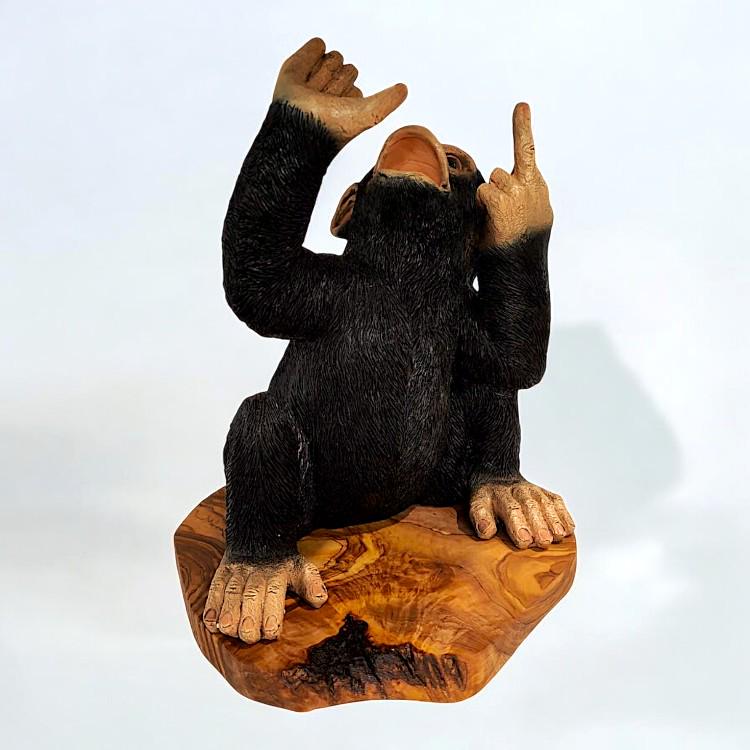 Monkey Bottle Holder on Olive Wood Base