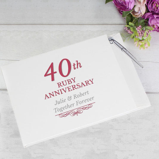 Personalised Anniversary Hardback Guest Book & Pen Set ~ 25th 40th 50th