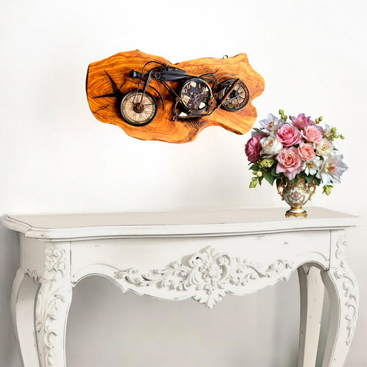 Beautiful Rustic Motorbike Wall Clock
