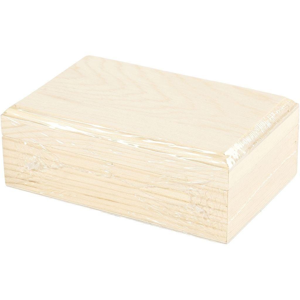 Pine Wooden Jewellery Box with Lift Up Lid & Magnetic Catch, 14x9x5cm