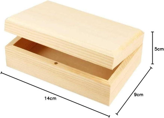 Pine Wooden Jewellery Box with Lift Up Lid & Magnetic Catch, 14x9x5cm