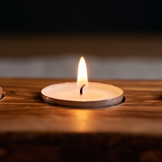 Olive Wood Flat Wooden Tealight Candle Holder - Various Sizes