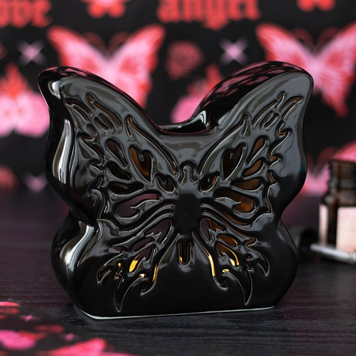 Black Cut-Out Butterfly Oil Burner
