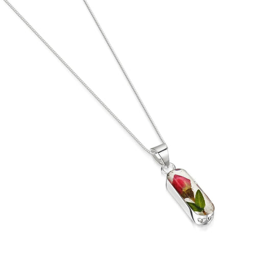 Miniature Rose Necklace 'Leela' Oval Pendant Necklace. Valentines Day Gift
