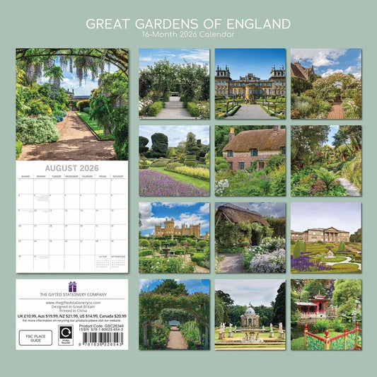 Great Gardens Of England Calendar 2026 - Regional - Month To View