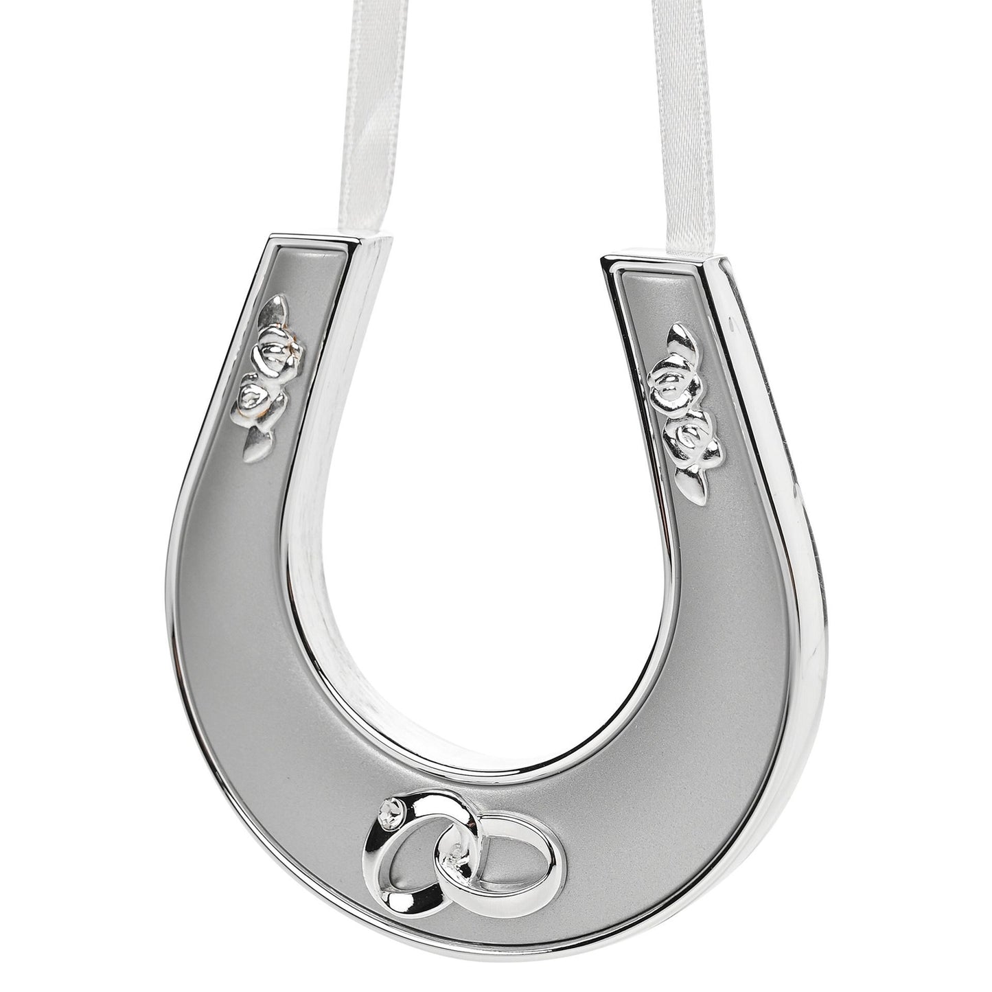 Amore Silverplated Horse Shoe with Icon, Crystal and Ribbon