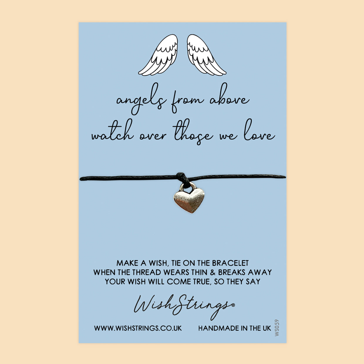 WishStrings ‘Angels from Above, Watch Over Those We Love’ Wish Bracelet | Thoughtful Sympathy Gift | Meaningful Condolence Bracelet