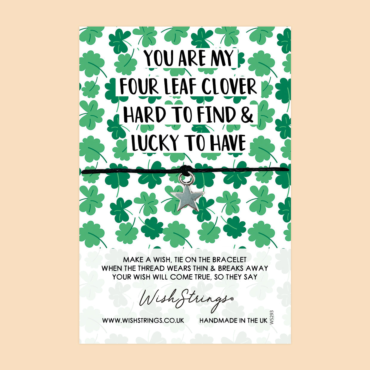 WishStrings ‘You Are My Four Leaf Clover, Hard to Find & Lucky to Have’ Wish Bracelet | Thoughtful Gift for Special Loved Ones