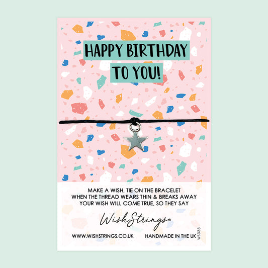 WishStrings ‘Happy Birthday’ Wish Bracelet | Perfect Gift for Slipping into a Greeting Card | Meaningful Keepsake for Birthdays