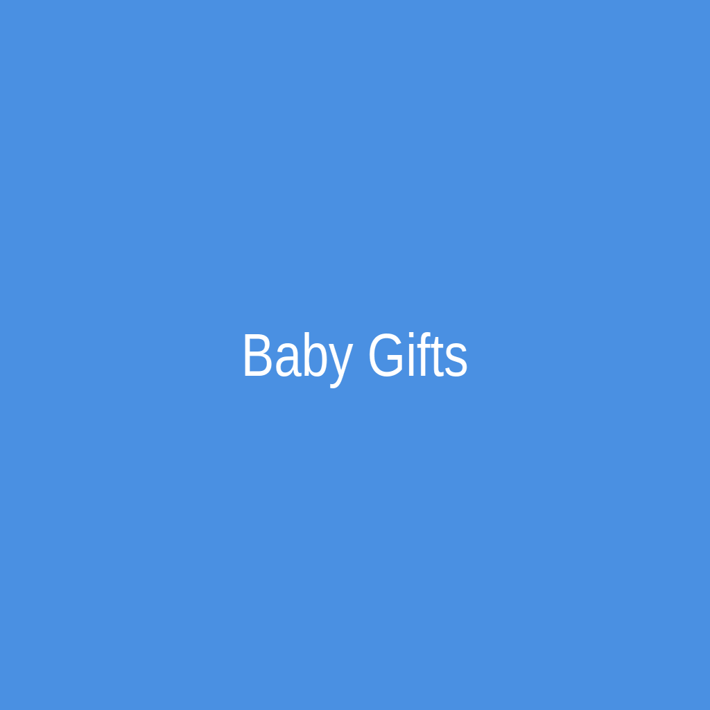 White "Baby Gifts" text centered on a solid blue background.